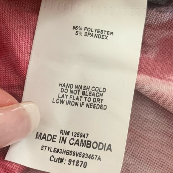 COCOMO Small Red pink white 3/4 sleeve women's Pin tuck Blouse top shirt - Picture 10 of 12